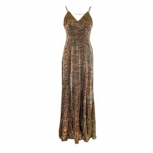 Talia brown tiger velvet burnout maxi dress